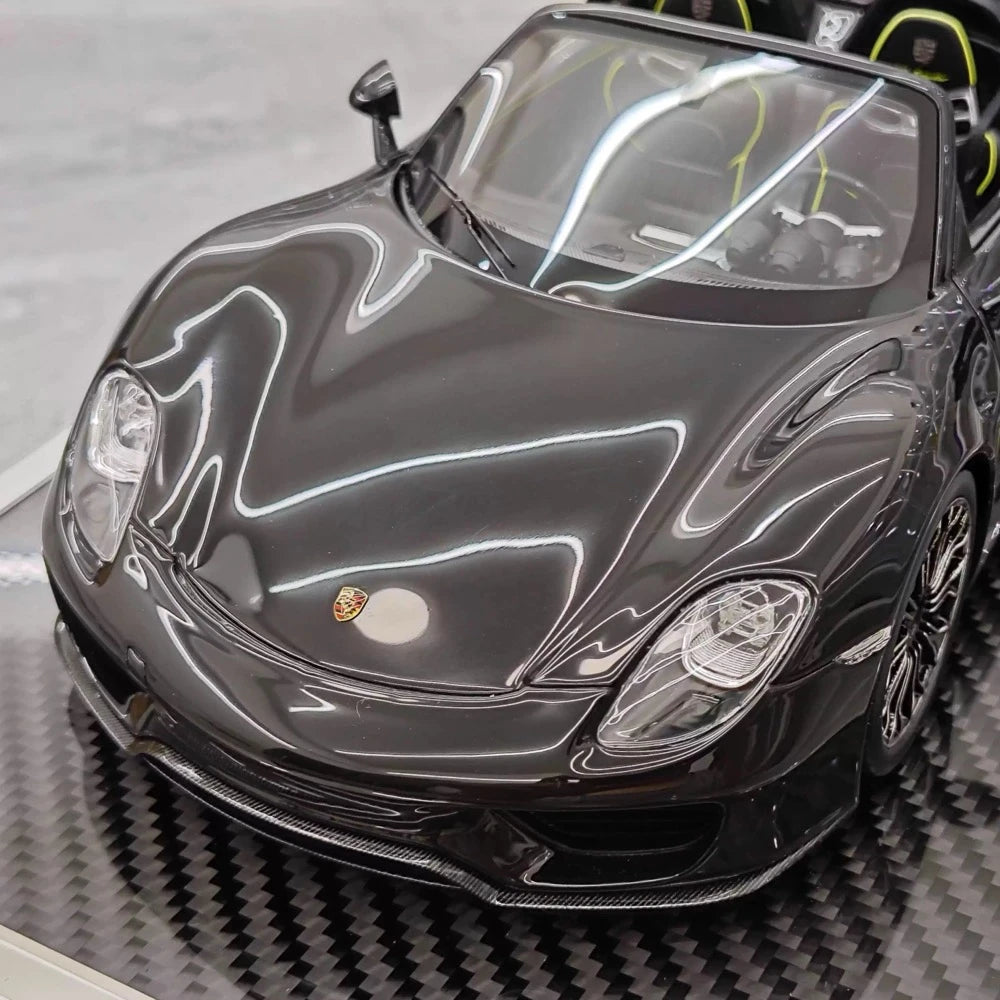 [YY] 1:18 Porsche 2013 918 Spyder Convertible nero modellino di auto resina