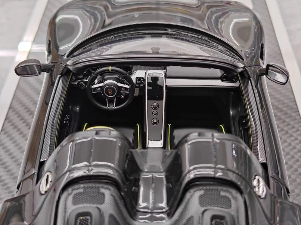 [YY] 1:18 Porsche 2013 918 Spyder Convertible nero modellino di auto resina