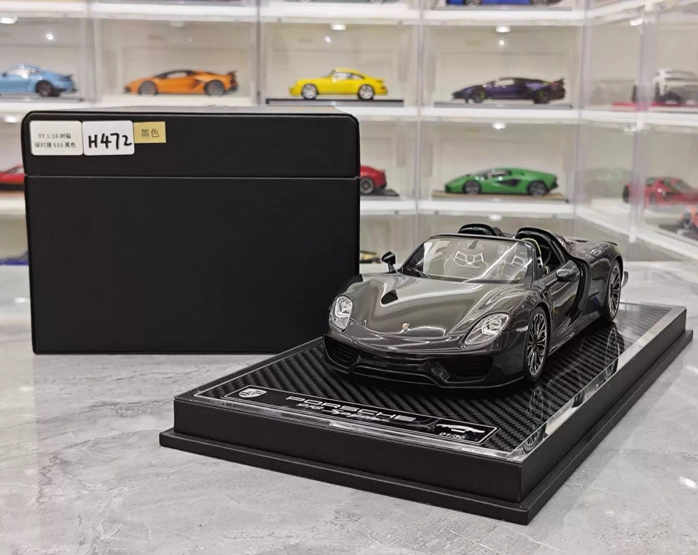 [YY] 1:18 Porsche 2013 918 Spyder Convertible Black Model Car Resin