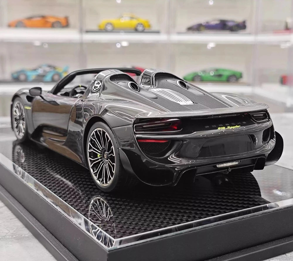 [YY] 1:18 Porsche 2013 918 Spyder Convertible nero modellino di auto resina