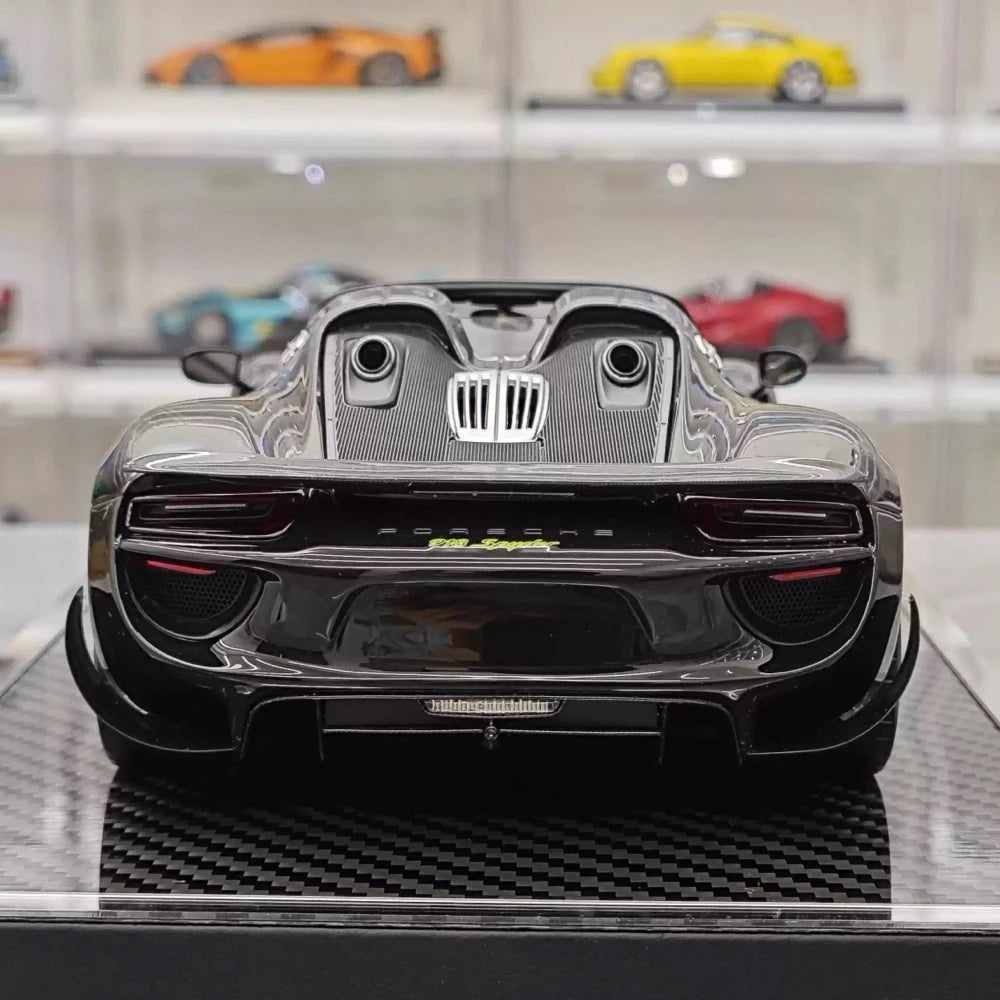 [YY] 1:18 Porsche 2013 918 Spyder Convertible nero modellino di auto resina