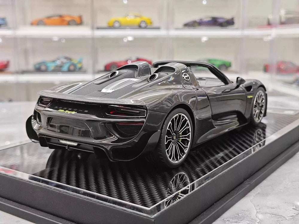 [YY] 1:18 Porsche 2013 918 Spyder Convertible Black Model Car Resin