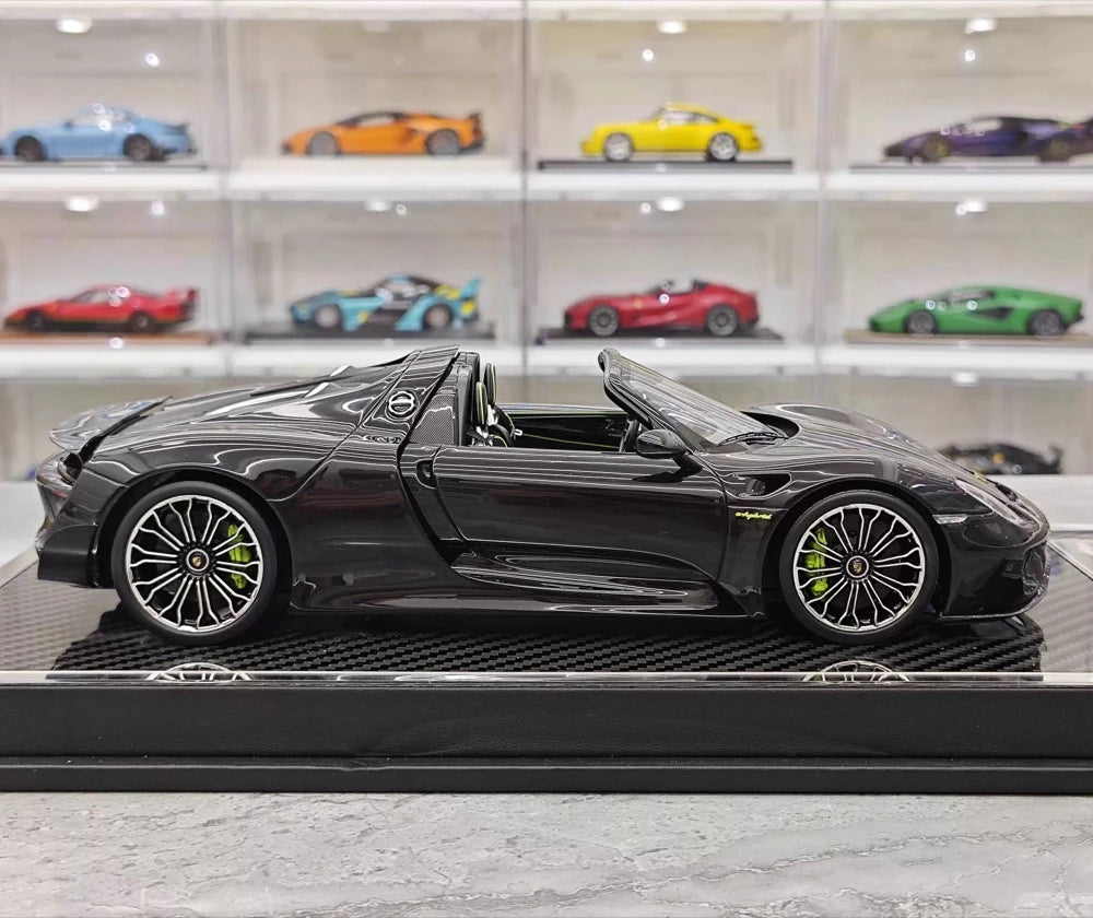 [YY] 1:18 Porsche 2013 918 Spyder Convertible nero modellino di auto resina