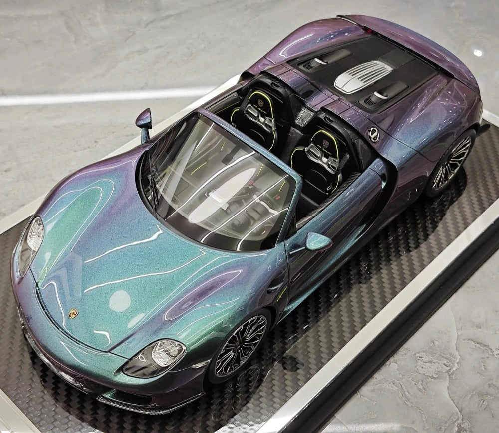 [YY] 1:18 Porsche 2013 918 Spyder Convertible Gradient Model Car Resin