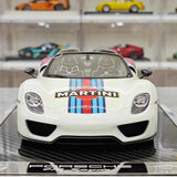 [YY] 1:18 Porsche 2013 918 Spyder Convertible Martini modelauto Hars