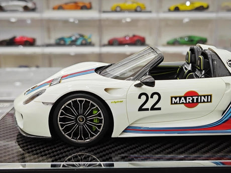 [YY] 1:18 Porsche 2013 918 Spyder Convertible Martini Model Car Resin