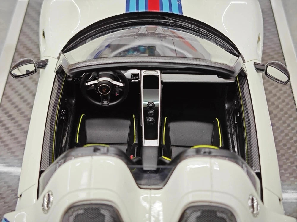 [YY] 1:18 Porsche 2013 918 Spyder Convertible Martini Model Car Resin