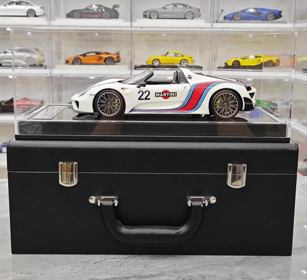 [YY] 1:18 Porsche 2013 918 Spyder Convertible Martini Model Car Resin