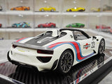 [YY] 1:18 Porsche 2013 918 Spyder Convertible Martini modelauto Hars