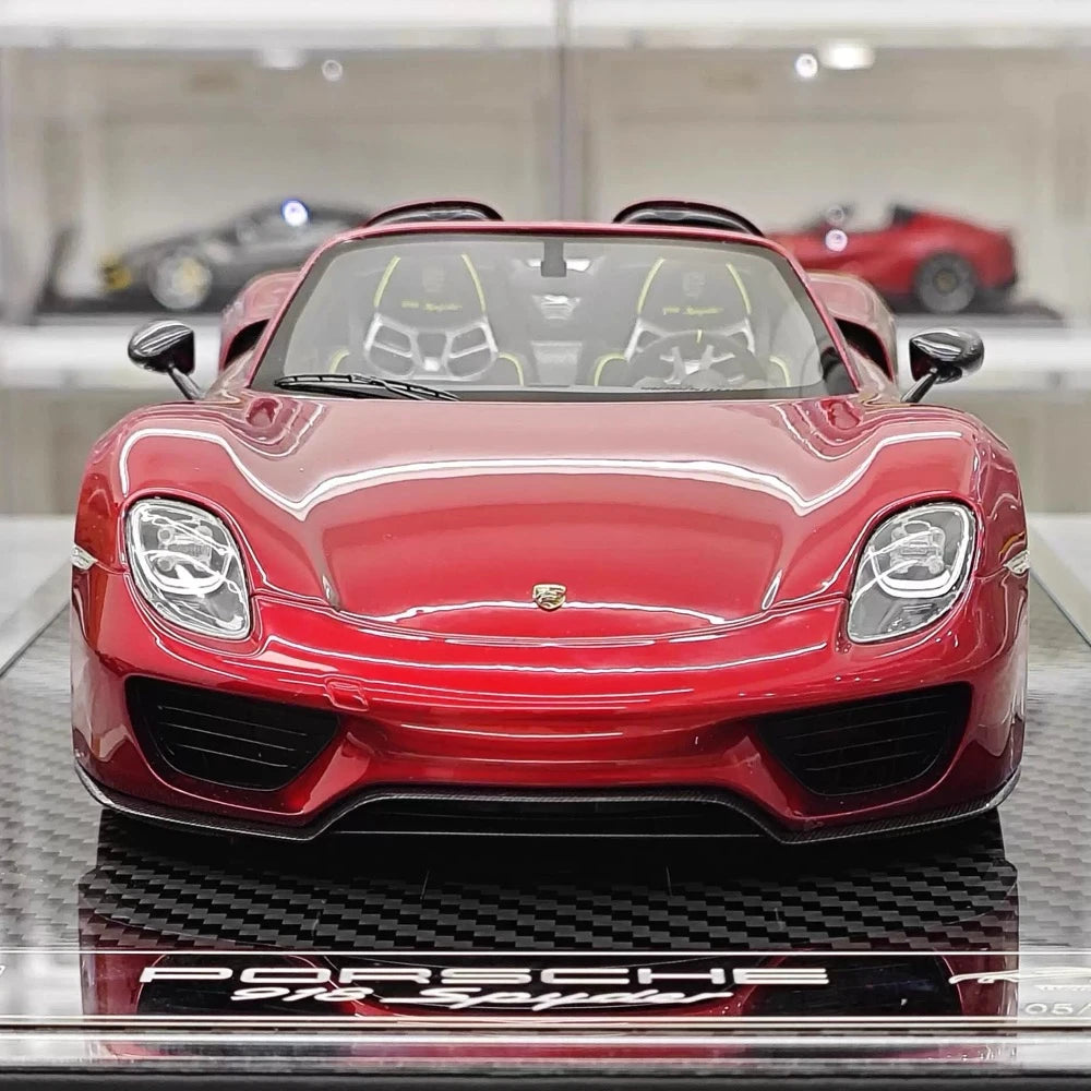 [YY] 1:18 Porsche 2013 918 Spyder Convertible Red Model Car Resin