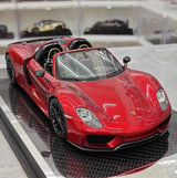[YY] 1:18 Porsche 2013 918 Spyder Convertible Red Model Car Resin