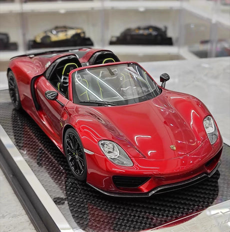 [YY] 1:18 Porsche 2013 918 Spyder Convertible Red Model Car Resin
