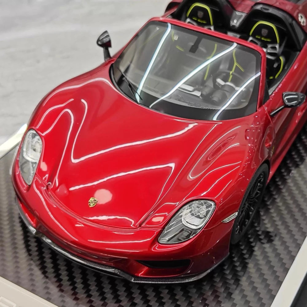 [YY] 1:18 Porsche 2013 918 Spyder Convertible Red Model Car Resin