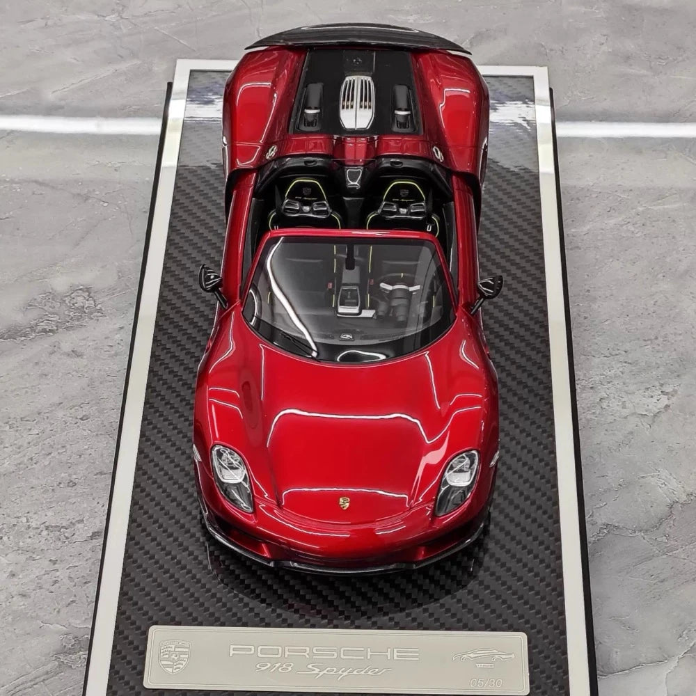 [YY] 1:18 Porsche 2013 918 Spyder Convertible Red Model Car Resin