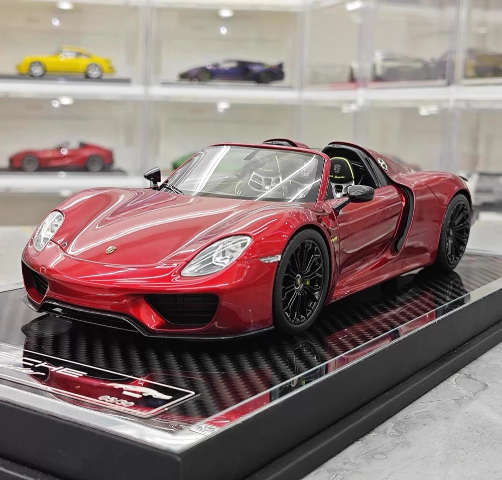 [YY] 1:18 Porsche 2013 918 Spyder Convertible Red Model Car Resin