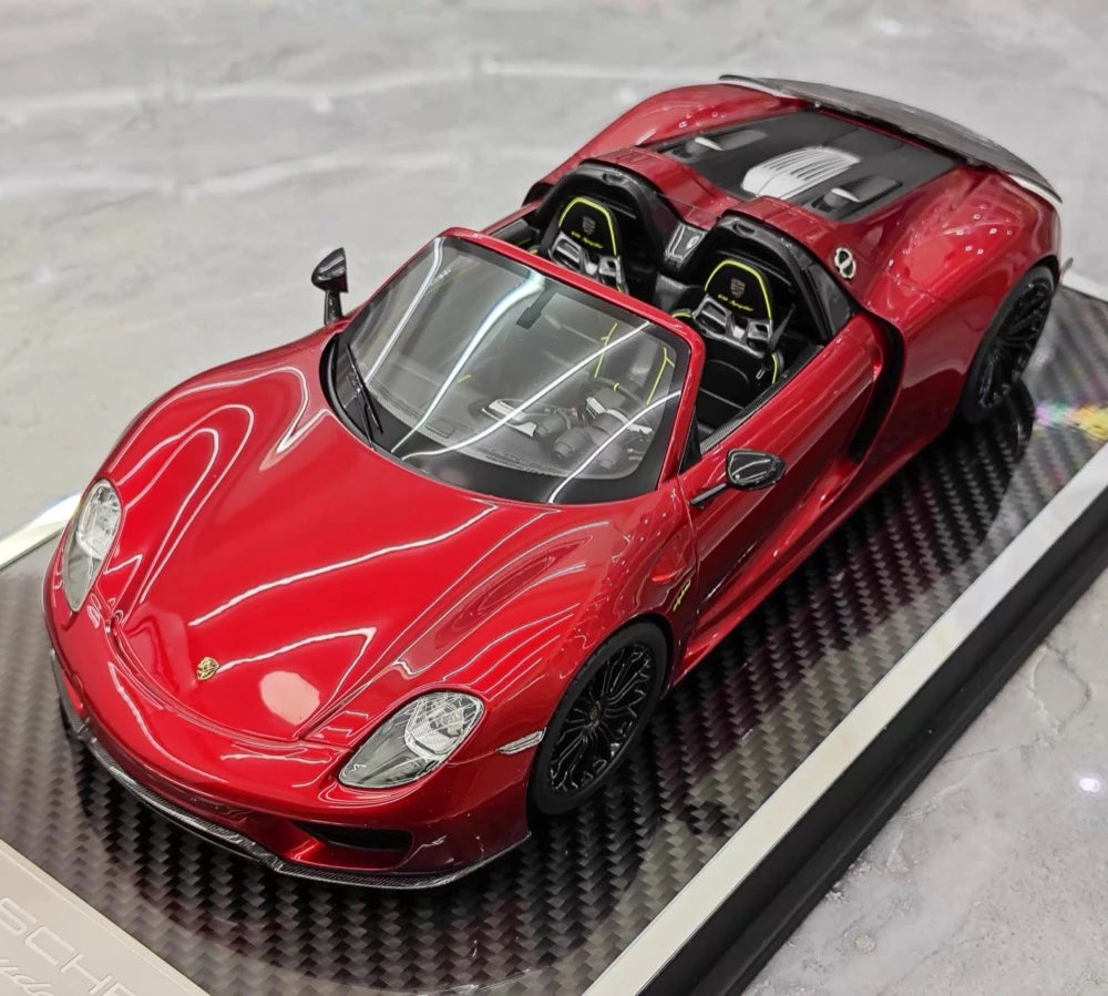 [YY] 1:18 Porsche 2013 918 Spyder Convertible Red Model Car Resin