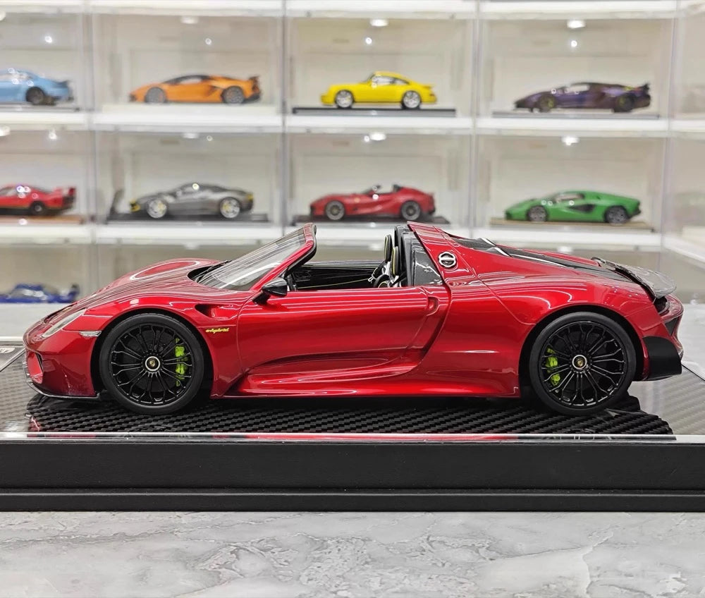[YY] 1:18 Porsche 2013 918 Spyder Convertible Red Model Car Resin