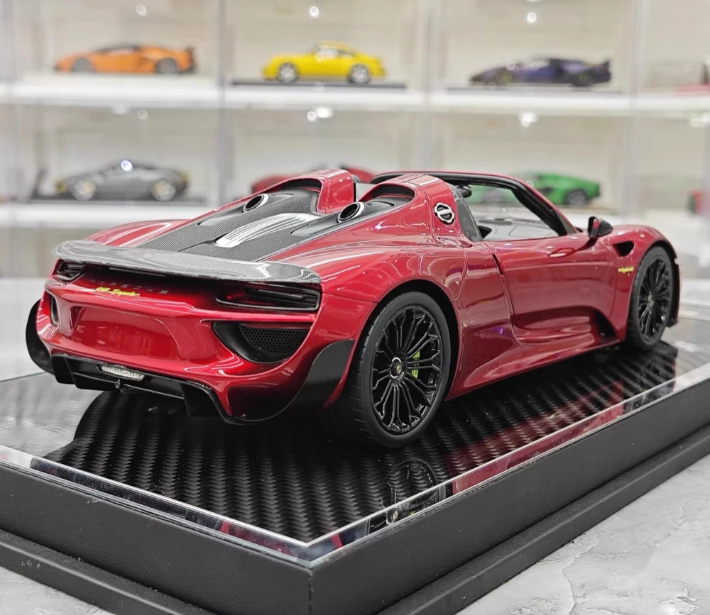 [YY] 1:18 Porsche 2013 918 Spyder Convertible Red Model Car Resin