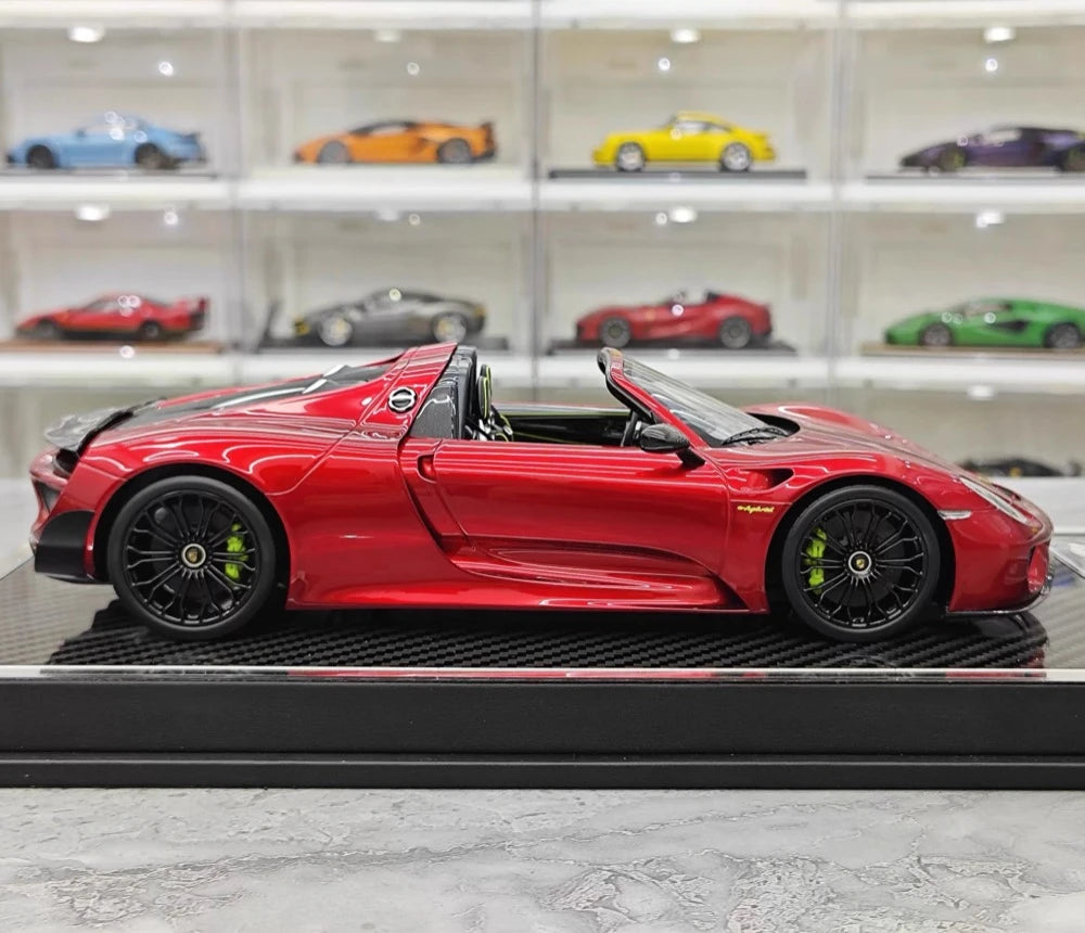 [YY] 1:18 Porsche 2013 918 Spyder Convertible Red Model Car Resin