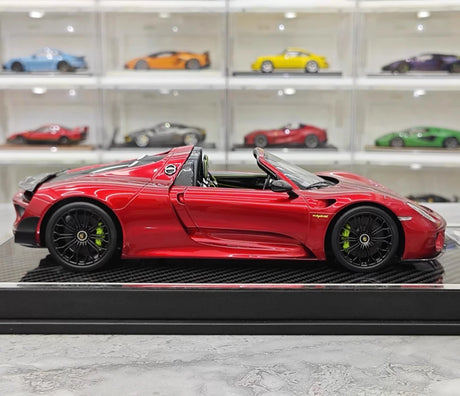 [YY] 1:18 Porsche 2013 918 Spyder Convertible Red Model Car Resin