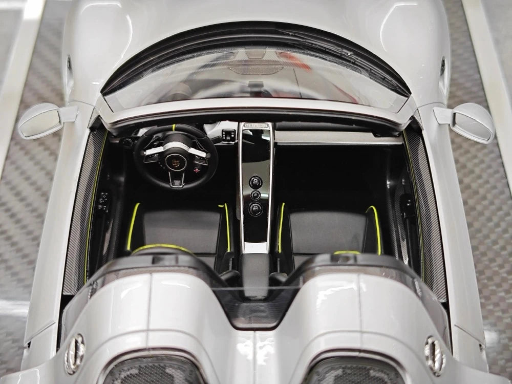 [YY] 1:18 Porsche 2013 918 Spyder Convertible Silver Model Car Resin