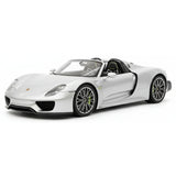 [YY] 1:18 Porsche 2013 918 Spyder Convertible Silver Model Car Resin