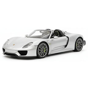 [YY] 1:18 Porsche 2013 918 Spyder Convertible Silver Model Car Resin