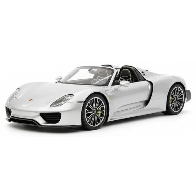 [YY] 1:18 Porsche 2013 918 Spyder Convertible Silver Model Car Resin