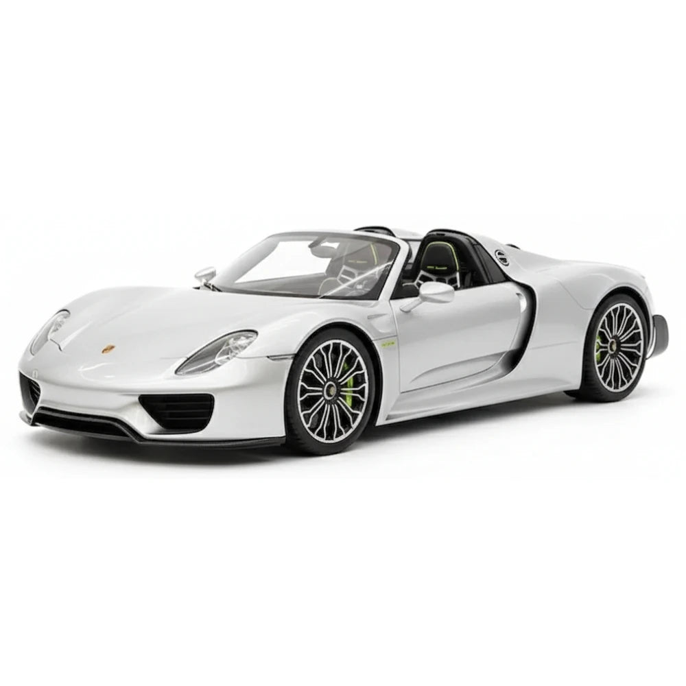 [YY] 1:18 Porsche 2013 918 Spyder Convertible Silver Model Car Resin