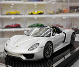 [YY] 1:18 Porsche 2013 918 Spyder Convertible Silver Model Car Resin