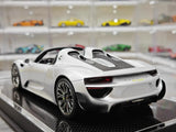 [YY] 1:18 Porsche 2013 918 Spyder Convertible Silver Model Car Resin