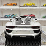 [YY] 1:18 Porsche 2013 918 Spyder Convertible Silver Model Car Resin