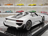 [YY] 1:18 Porsche 2013 918 Spyder Convertible Silver Model Car Resin