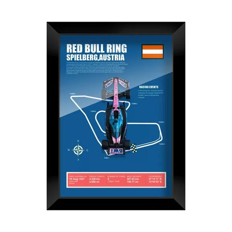 Alpine 2025 F1 Pierre Gasly A525 Mapa del circuito Exhibición de coches en miniatura enmarcada