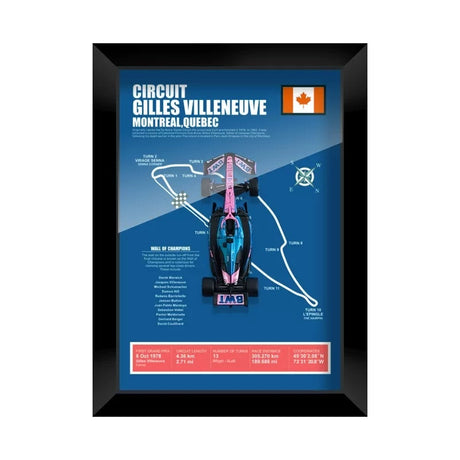 Alpine 2025 F1 Pierre Gasly A525 Mapa del circuito Exhibición de coches en miniatura enmarcada