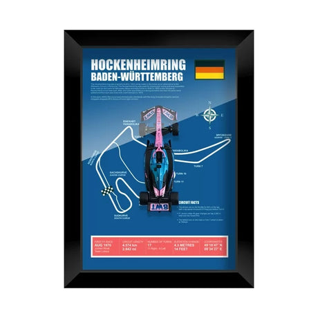 Alpine 2025 F1 Pierre Gasly A525 Mapa del circuito Exhibición de coches en miniatura enmarcada