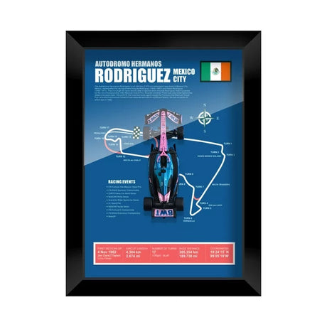 Alpine 2025 F1 Pierre Gasly A525 Mapa del circuito Exhibición de coches en miniatura enmarcada