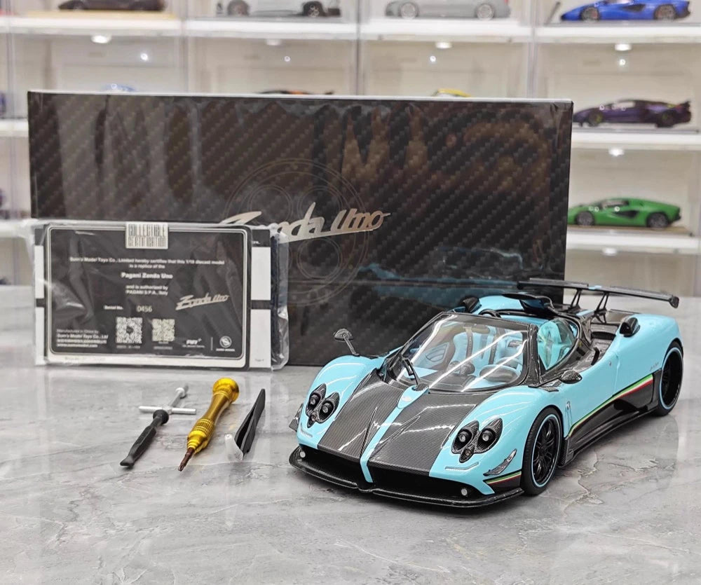 [Almost Real] 1:18 Pagani 2009 Zonda Uno Roadster blu modellino di auto Die-Cast