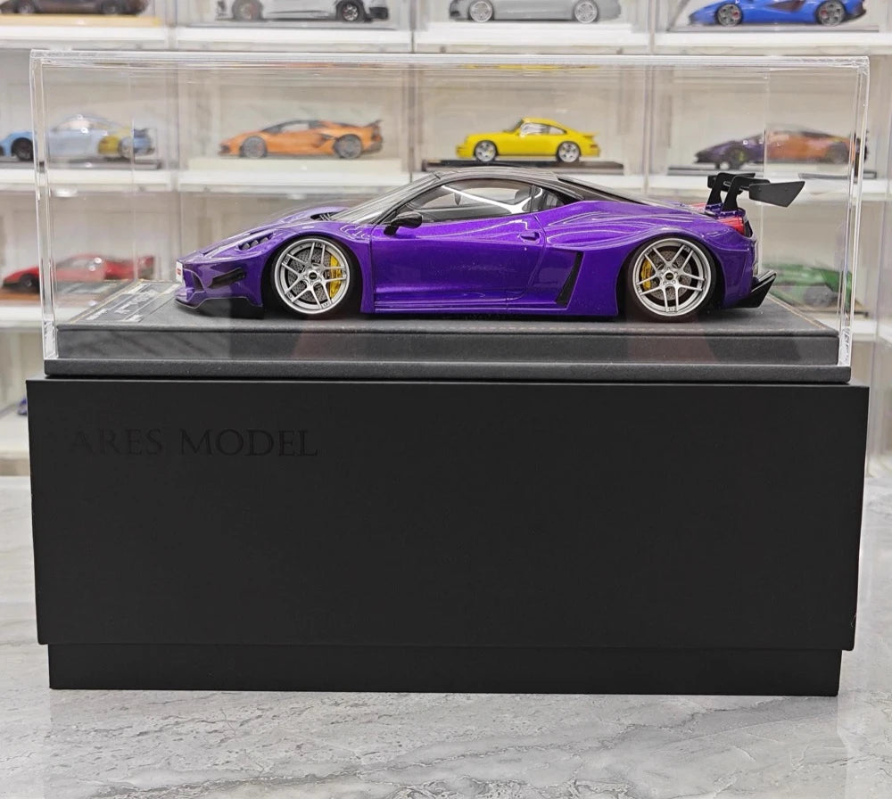 [Ares modello] 1:18 Ferrari 2010 458 GT Widebody viola modellino di auto resina