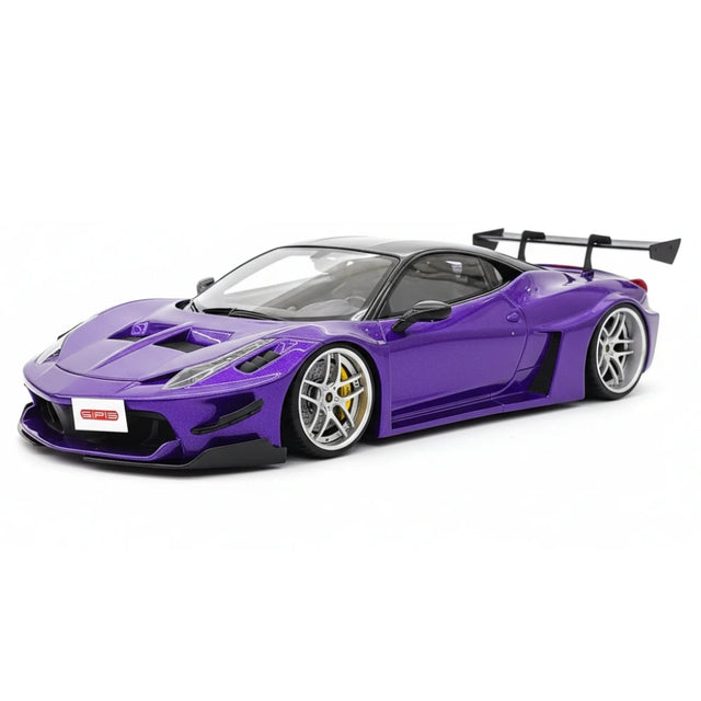 [Ares modello] 1:18 Ferrari 2010 458 GT Widebody viola modellino di auto resina