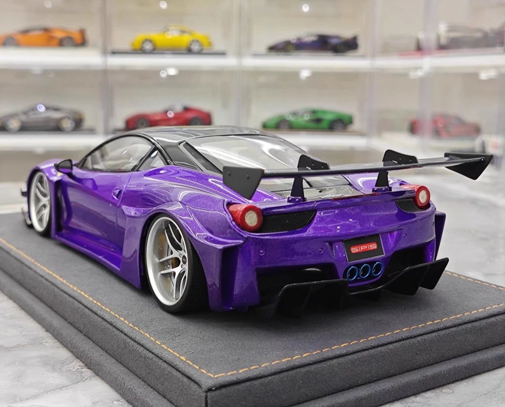 [Ares modello] 1:18 Ferrari 2010 458 GT Widebody viola modellino di auto resina