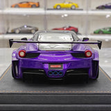 [Ares modello] 1:18 Ferrari 2010 458 GT Widebody viola modellino di auto resina