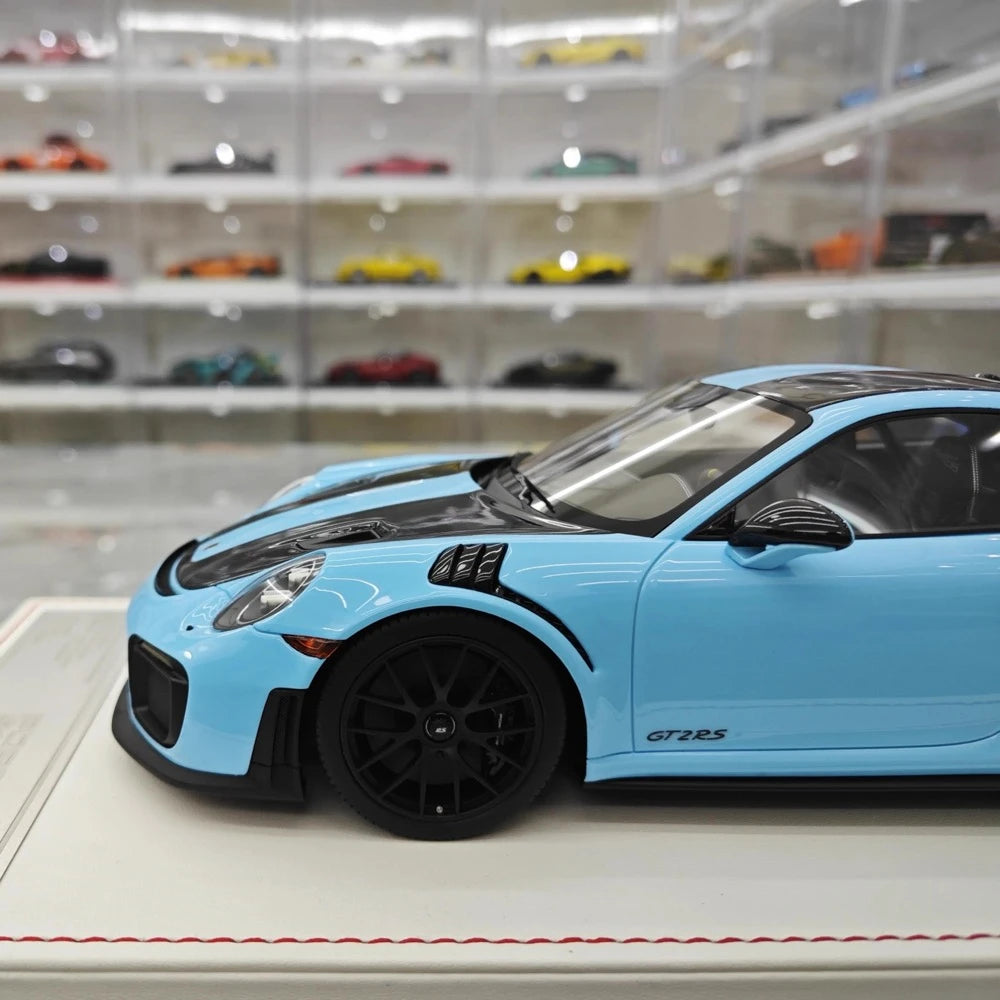 [Davis & Giovanni] 1:18 Porsche 2018 911 GT2 RS Weissach Package bleu voiture miniature Resin