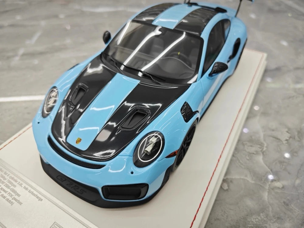 [Davis & Giovanni] 1:18 Porsche 2018 911 GT2 RS Weissach Förpackning blå modellbil harts