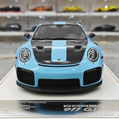 [Davis & Giovanni] 1:18 Porsche 2018 911 GT2 RS Weissach Package bleu voiture miniature Resin