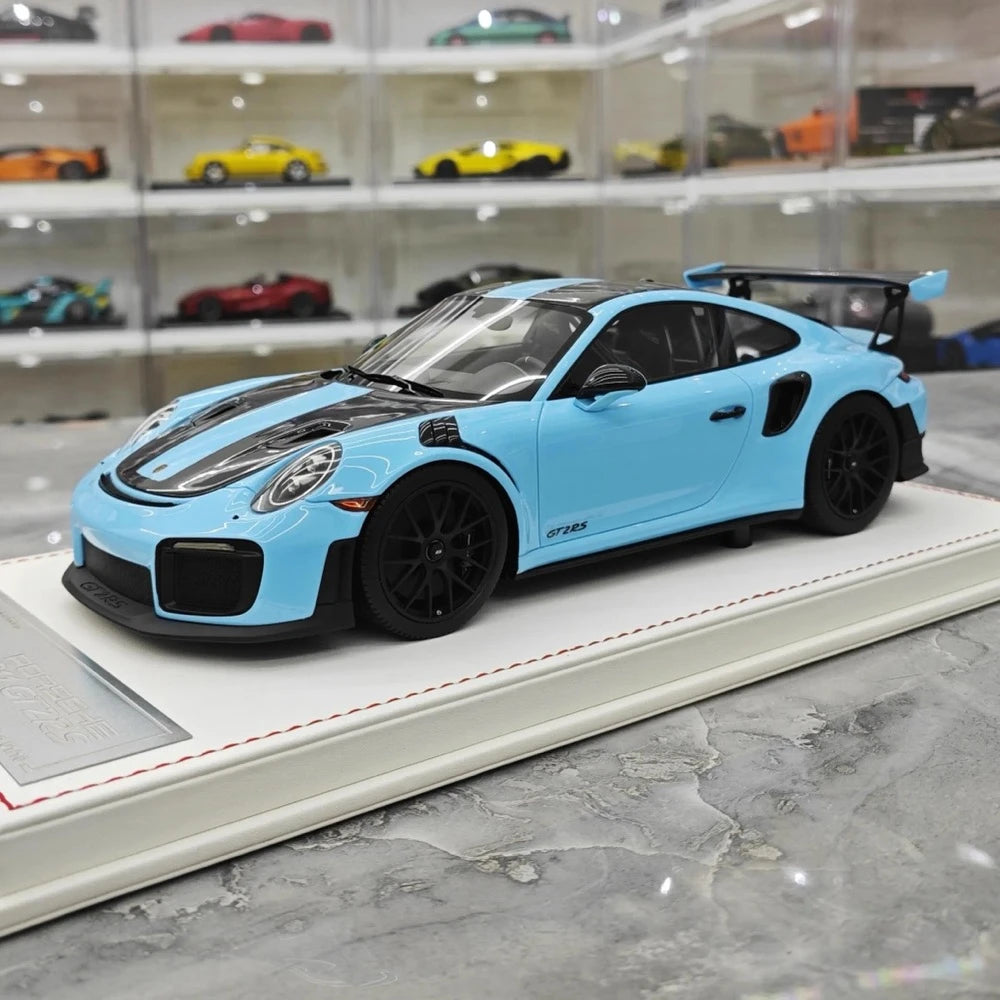 [Davis & Giovanni] 1:18 Porsche 2018 911 GT2 RS Weissach Package bleu voiture miniature Resin