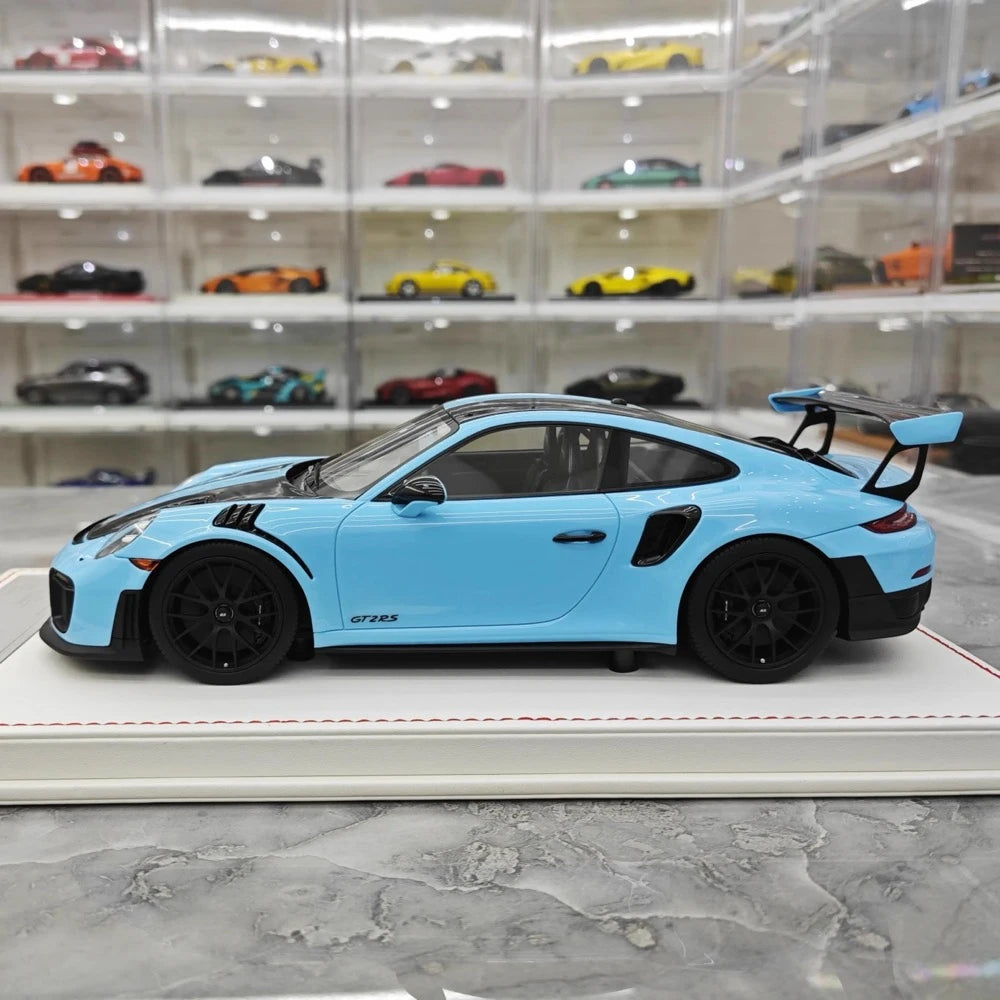 [Davis & Giovanni] 1:18 Porsche 2018 911 GT2 RS Weissach Package bleu voiture miniature Resin