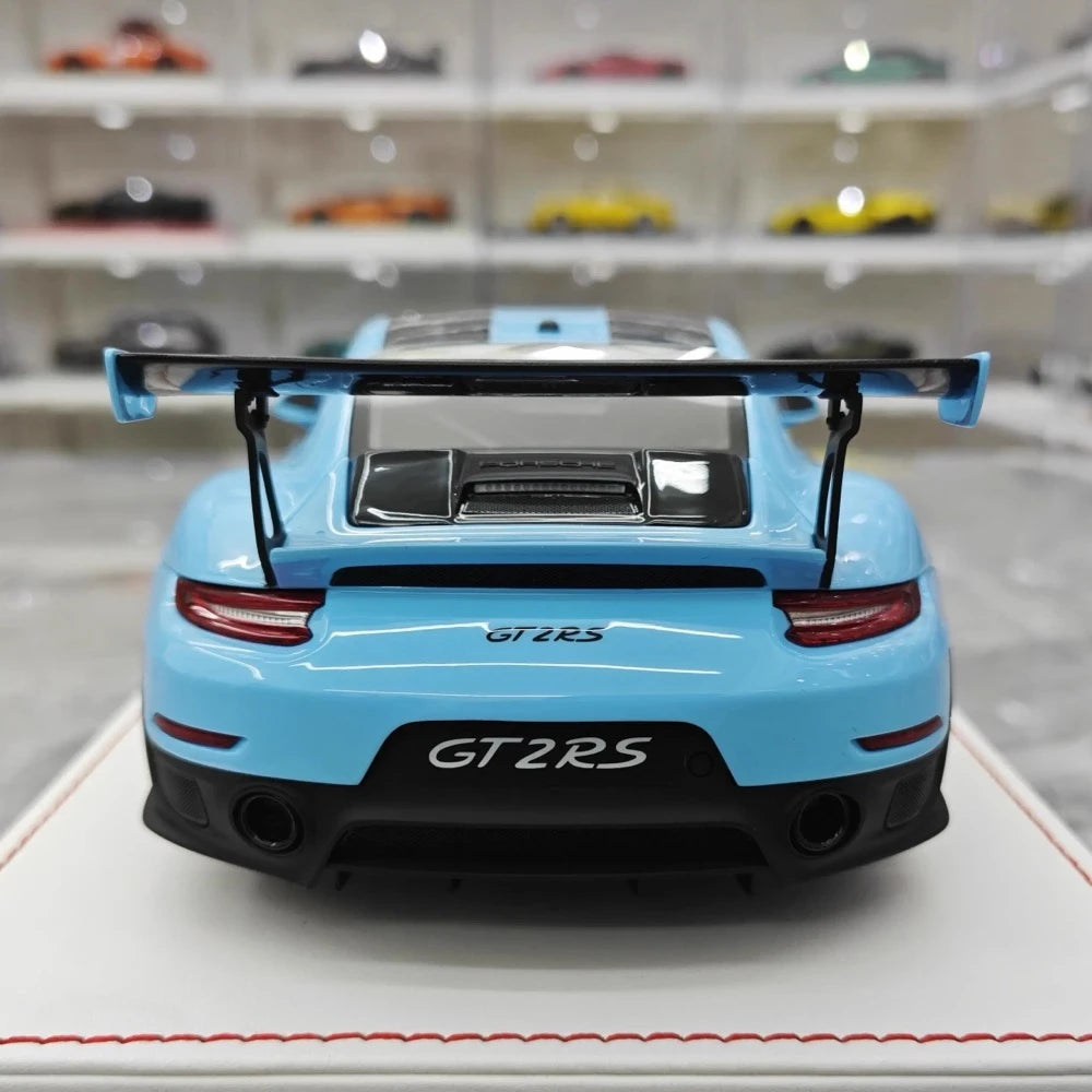 [Davis & Giovanni] 1:18 Porsche 2018 911 GT2 RS Weissach Package bleu voiture miniature Resin