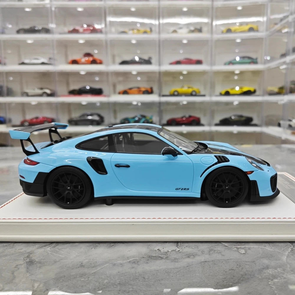 [Davis & Giovanni] 1:18 Porsche 2018 911 GT2 RS Weissach Package bleu voiture miniature Resin