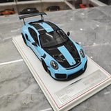[Davis & Giovanni] 1:18 Porsche 2018 911 GT2 RS Weissach Förpackning blå modellbil harts
